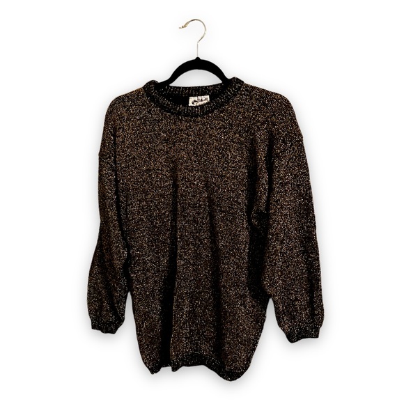 Vintage Sweaters - Vintage Helium Gold Black Lurex Sweater
